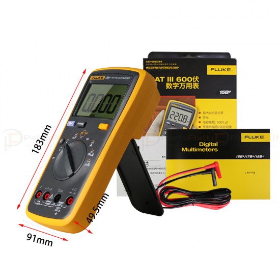 Fluke 15B+ Digital Multimeter AC/DC Voltage Current Capacitance Ohm